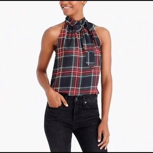 Jcrew plaid tartan tie neck halter